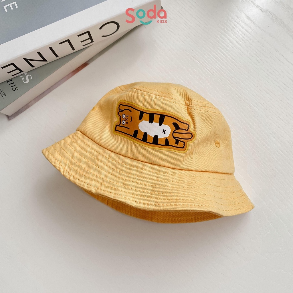 Mũ vành cho bé SODA KIDS in hình mèo con dễ thương, có quai chun cho bé 9-24m (2 màu)
