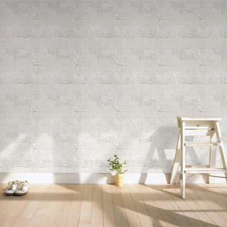 10 m decal dán tường giả gạch trắng xám in chữ keo sẵn rộng 45 cm