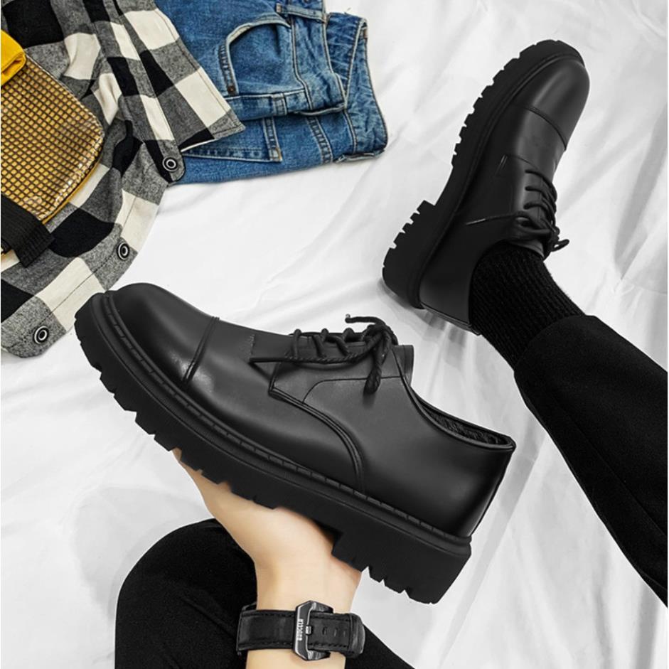 Giày nam cổ thấp, giày dr martens nam, giày da nam, boot cổ thấp tăng chiều cao 5 cm MK New