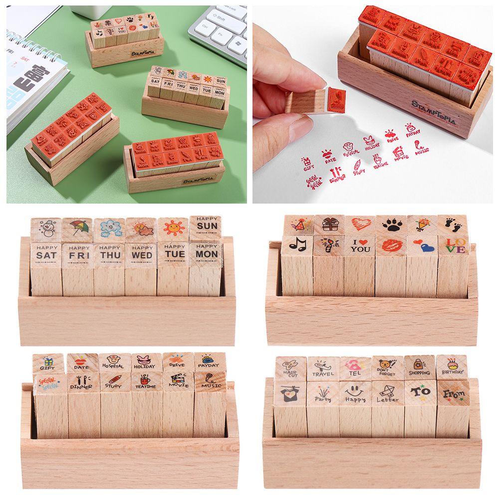 Set 12 Con Dấu Gỗ Trang Trí Sổ Lưu Niệm