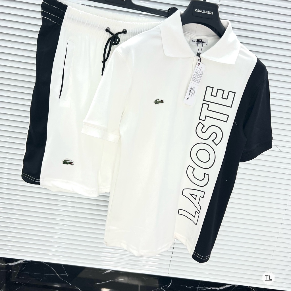 Bộ quần áo nam mùa hè thể thao cao cấp LACOSTE,bộ hè vải cá sấu cổ bẻ(ảnh thật)