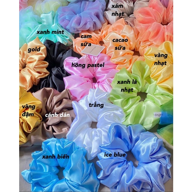 Đồ buộc tóc scrunchies lụa bigsize siêu to nhiều màu✨