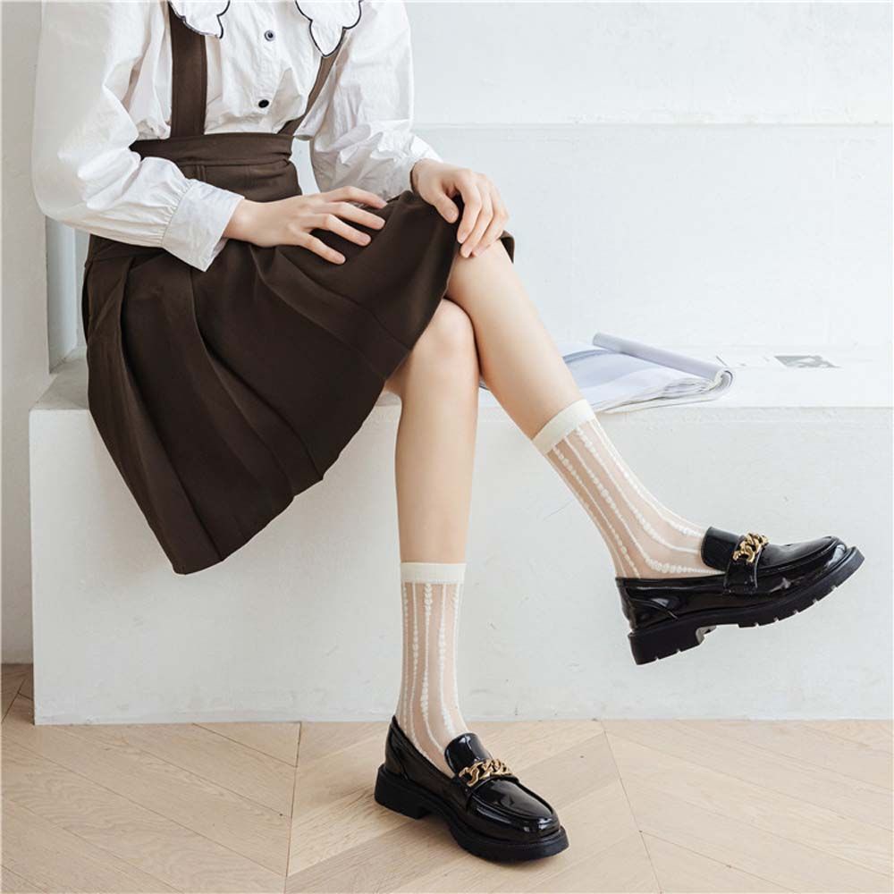 Đôi vớ trong suốt bằng vải nylon thời trang phong cách mùa hè sành điệu cho nữ