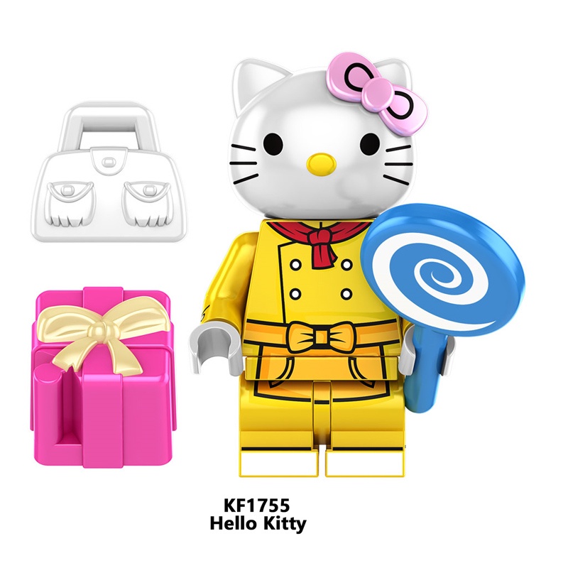 Mô Hình Đồ Chơi Lắp Ráp Mắt Xanh Dương Hình Hello Kitty Dễ Thương