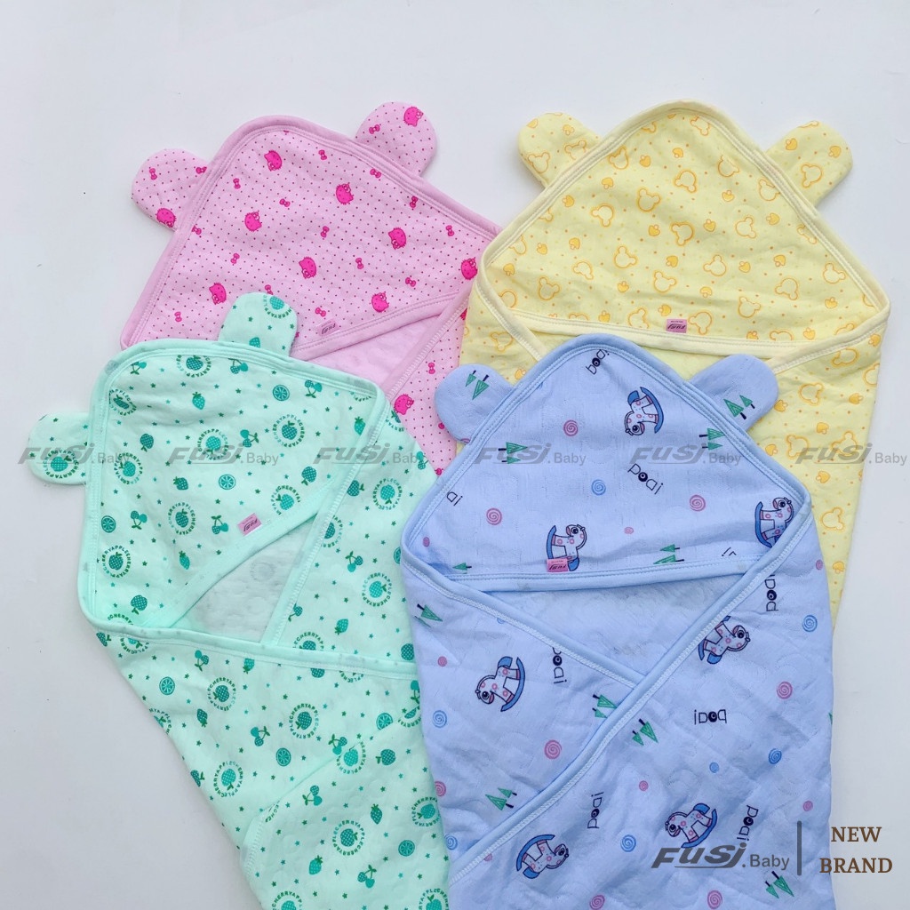 Chăn ủ xốp có mũ cho bé sơ sinh
