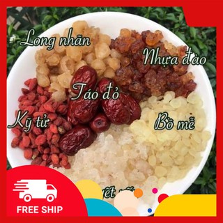 Nguyên liệu 10 vị chè dưỡng nhan 100g, khách chọn vị: tuyết yến, nhựa đào...