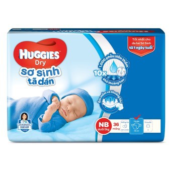 Tã dán sơ sinh Huggies Size newborn 36 Miếng (Cho bé dưới 5Kg)