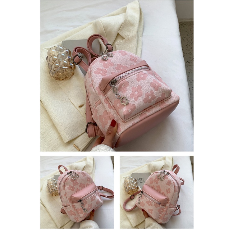 Balo da mini CHUWANGLIN họa tiết hoa thời trang cho nữ