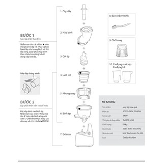 Máy ép trái cây tốc độ chậm Kuvings NS-625CBS2 (400ml)
