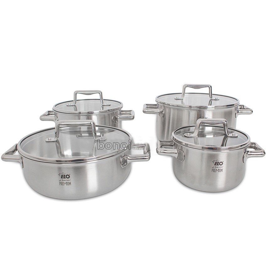 Bộ nồi Đức Elo Multilayer nhập khẩu 3 lớp đúc liền nguyên khối dày nấu nhanh, dùng cho bếp từ bếp điện bếp gas