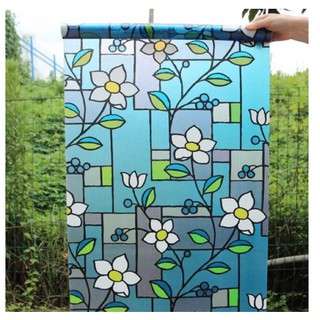 Decal dán cửa kính hoa văn hoa lá khổ 45cm x 2m
