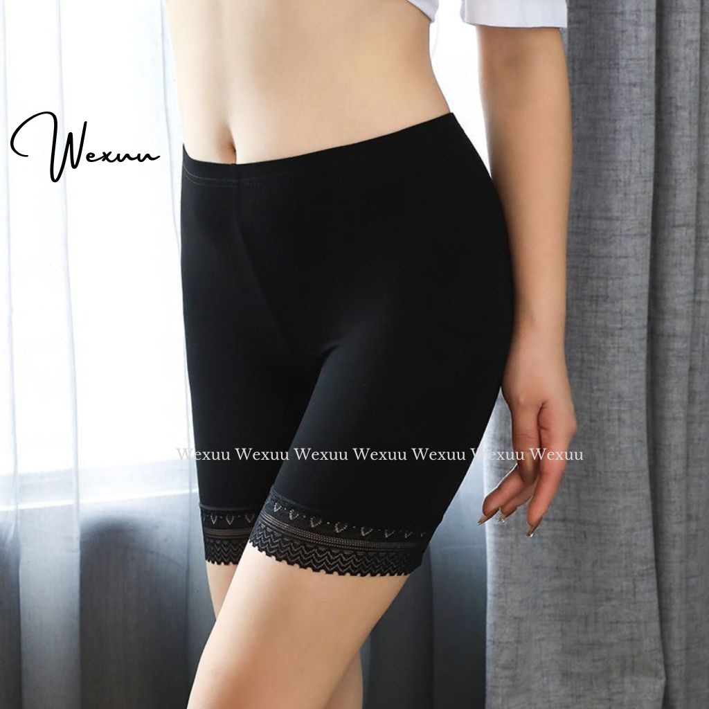 Quần mặc váy Wexuu vải cotton co dãn phối viền ren mềm chống lộ cao cấp - QV08