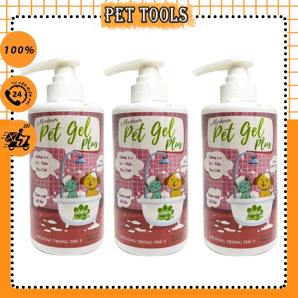 Sữa tắm trị ve rận bọ chét cho thú cưng chó mèo Pet Gel Plus chai 500ml thương hiệu Thái Lan