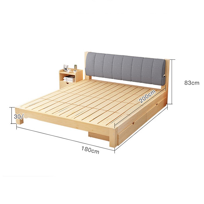 Giường gỗ thông minh, hiện đại GUT002 tựa lưng da | BigBuy360 - bigbuy360.vn