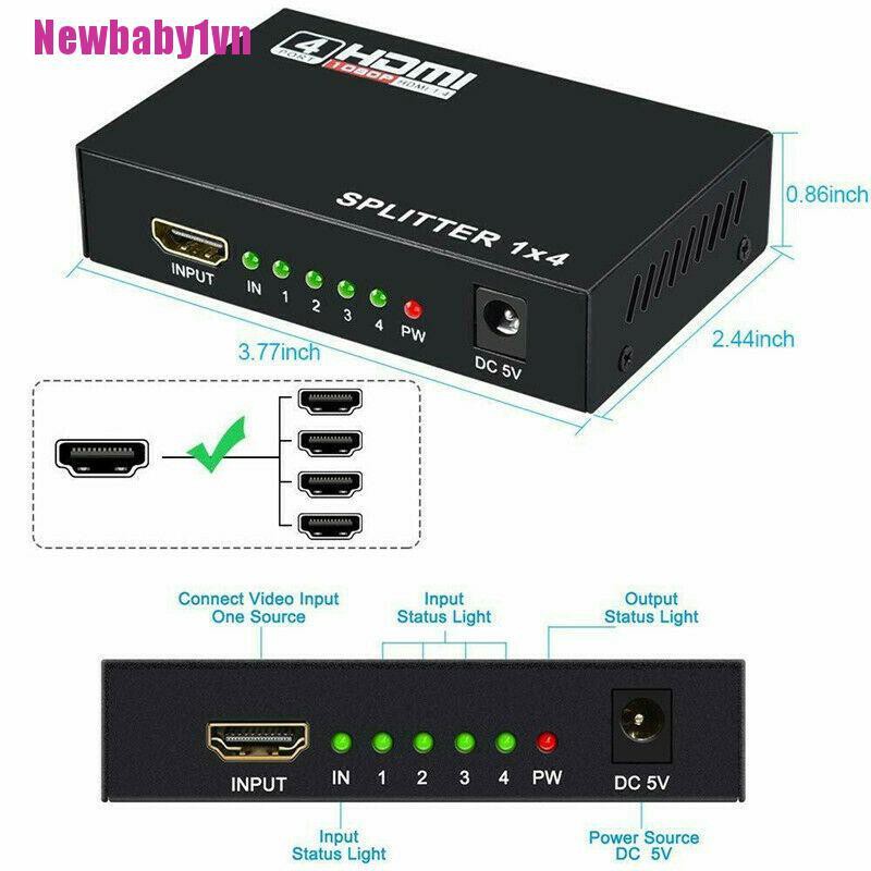 Bộ Chia 4 Cổng HDMI Full HD 1X4 V1.4 3D 1080p 1 Trong 4