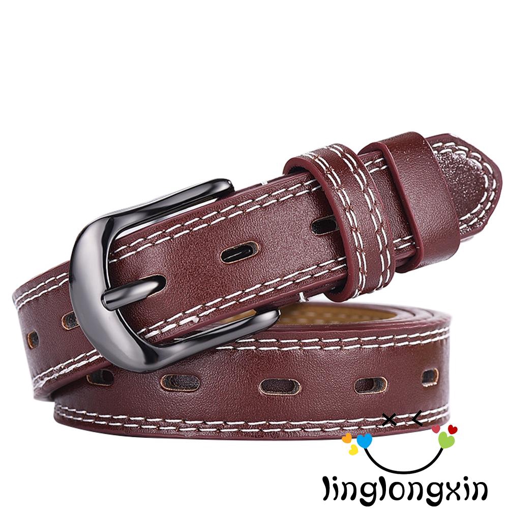 Thắt lưng da PU có khóa kim loại dạng mỏng hợp thời trang cho nam nữ