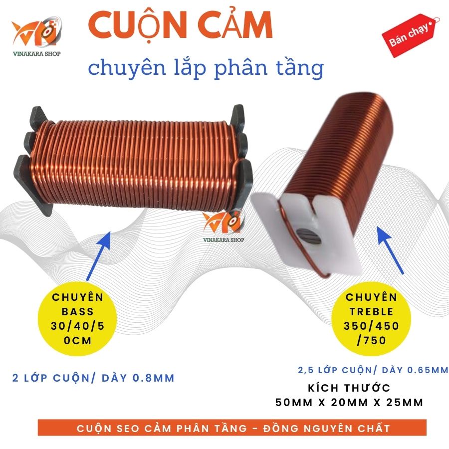 1 Cuộn cảm Seo phân tầng chuyên loa bass 0.8mm,loại chuyên treble 0.65mm 2 lớp cuộn đồng, đồng nguyên chất