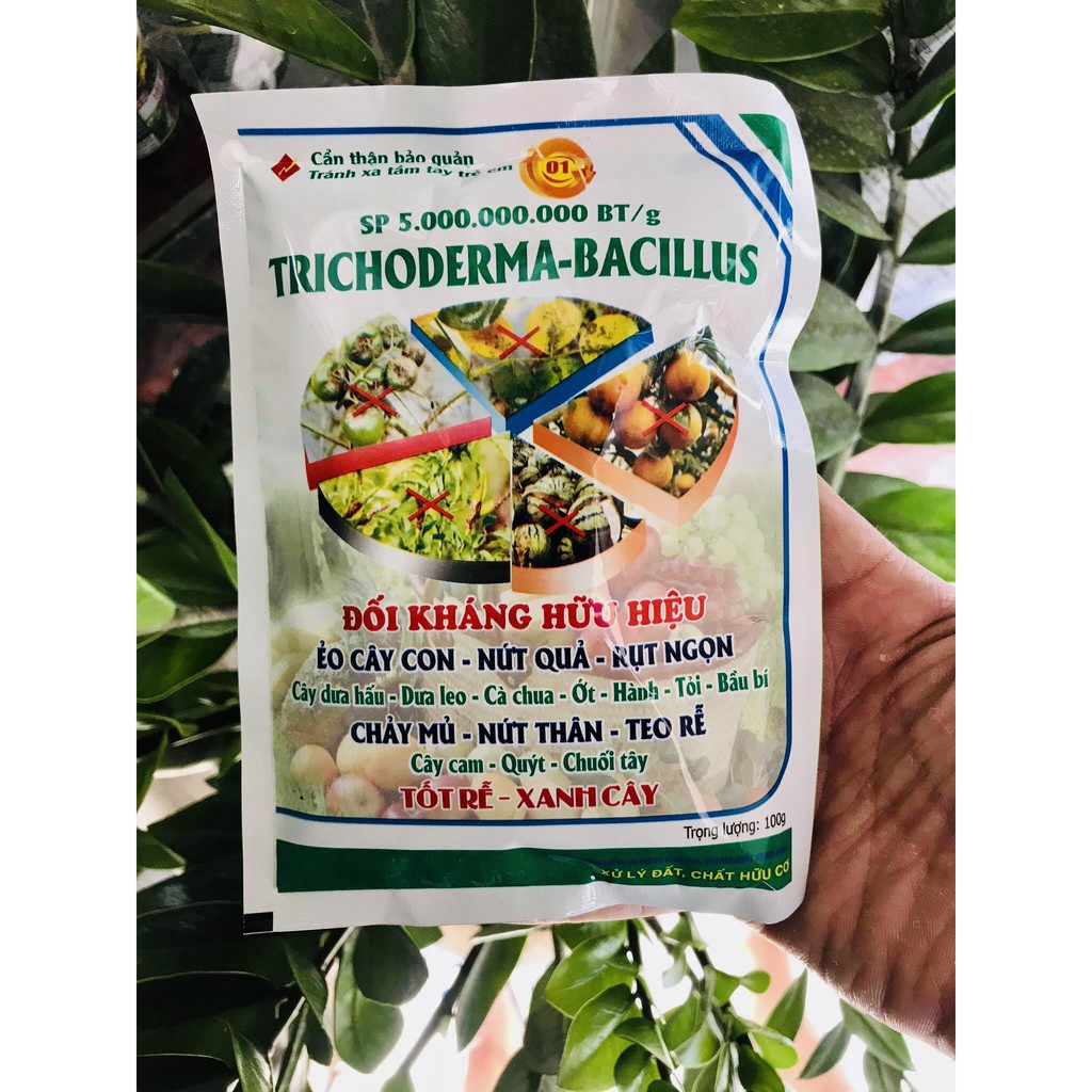 Phân hữu cơ vi sinh Trichoderma Bacilius gói 100g-Chuyên xử lý phế thải, chất hữu cơ và nấm đối kháng.