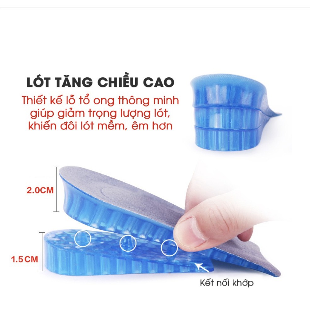 [ĐƯỢC MUA NHIỀU] Lót Giày Tăng Chiều Cao Êm Ái Silicon 2 lớp 4cm