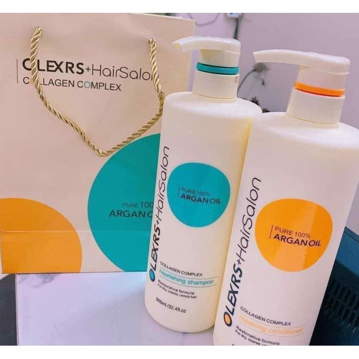 Cặp Dầu Gội Xả Olexrs Argan Oil Collagen Hair Salon 960ml Ủ Tóc Olexrs Argan Dầu Gội Olexrs Chuẩn Salon