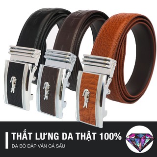 Dây thắt lưng nam da thật , dây nịt lưng cao cấp dập vân cá sấu xịn no.1
