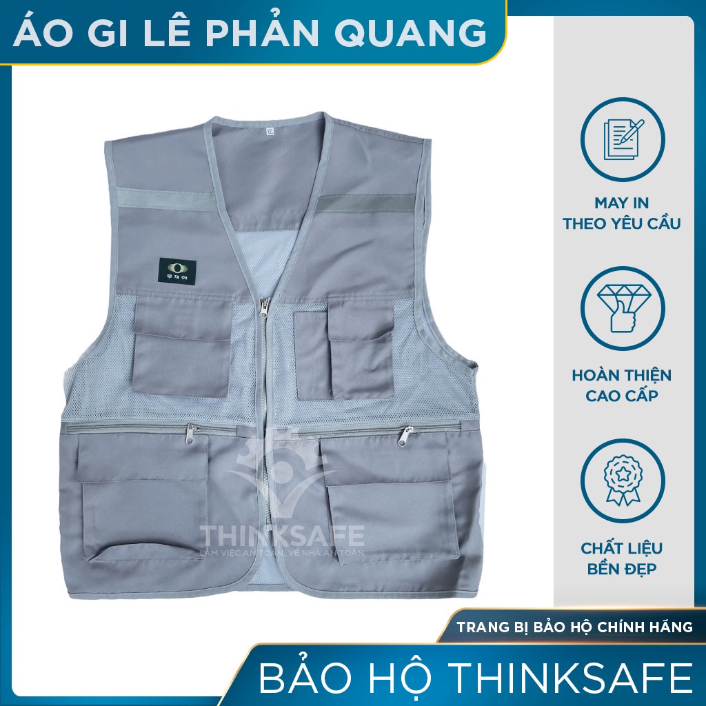 ◑Áo phản quang Thinksafe, gile bảo hộ quảng lưới giá rẻ, siêu thoáng mát, mỏng nhẹ, dùng cho kỹ sư công nhân