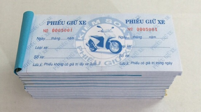 Combo 10 quyển Phiếu Giữ Xe