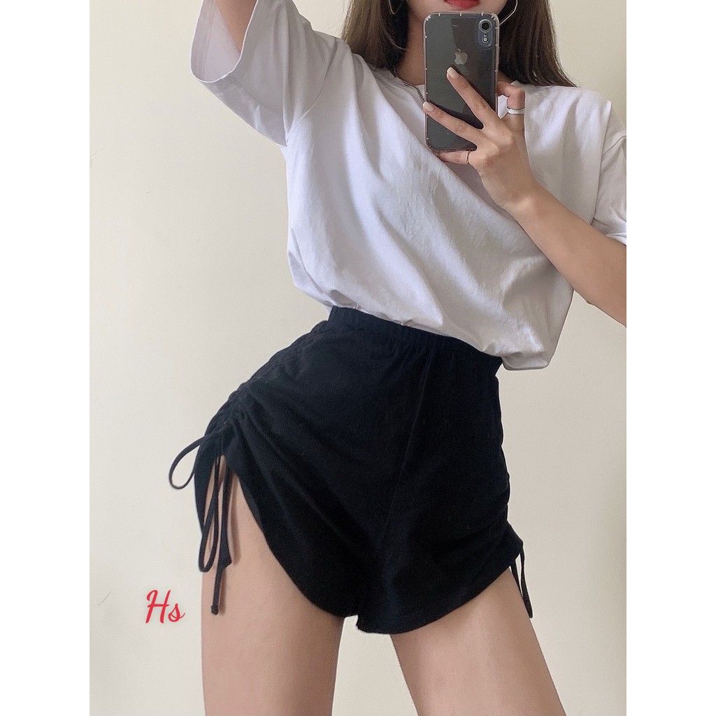 Quần Short Nữ Dây Rút Hông 🦋 Quần Đùi Nữ Cạp Chun Vải Thun 2 Màu 🦋