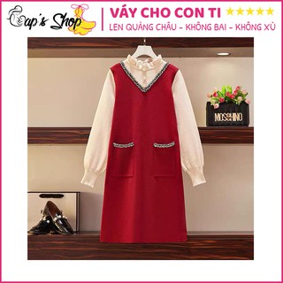 Váy cho con bú - dáng suông A chất len mềm mịn