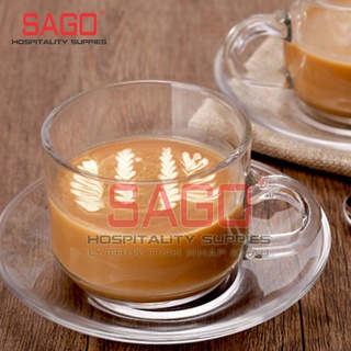Bộ Tách Thủy Tinh Union Cafe Capuchino 200ml , Nhập Khẩu Thái Lan