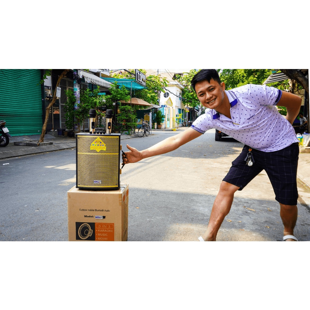 MT MAX Loa xách tay MTMax K03 - Loa kéo di động bass 2 tấc - Công suất lên đến 250W - Tặng kèm 2 micro không dây bảo hàn