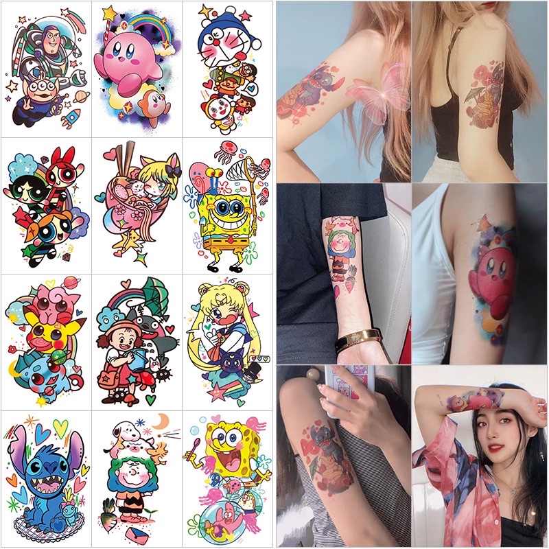 Set 10 / 10 Sticker Dán Hình Xăm Hoạt Hình One Piece Xinh Xắn