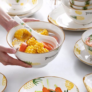 Set bát đĩa hình dứa phong cách Hàn Quốc