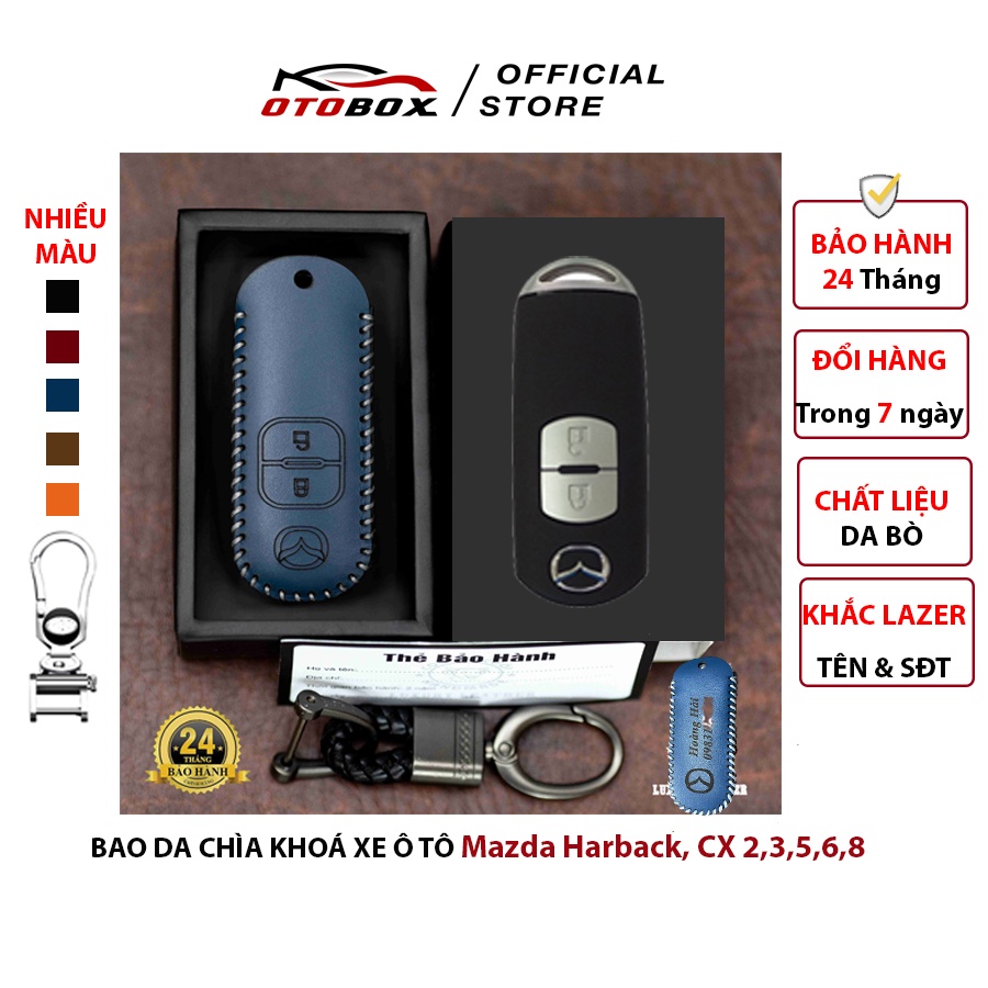 Bao da chìa khoá ô tô mazda 3 hatchback, mazda 2, cx5 chìa 2 nút, bọc chìa khoá ô tô da cao cấp bảo vệ chống xước, va đậ