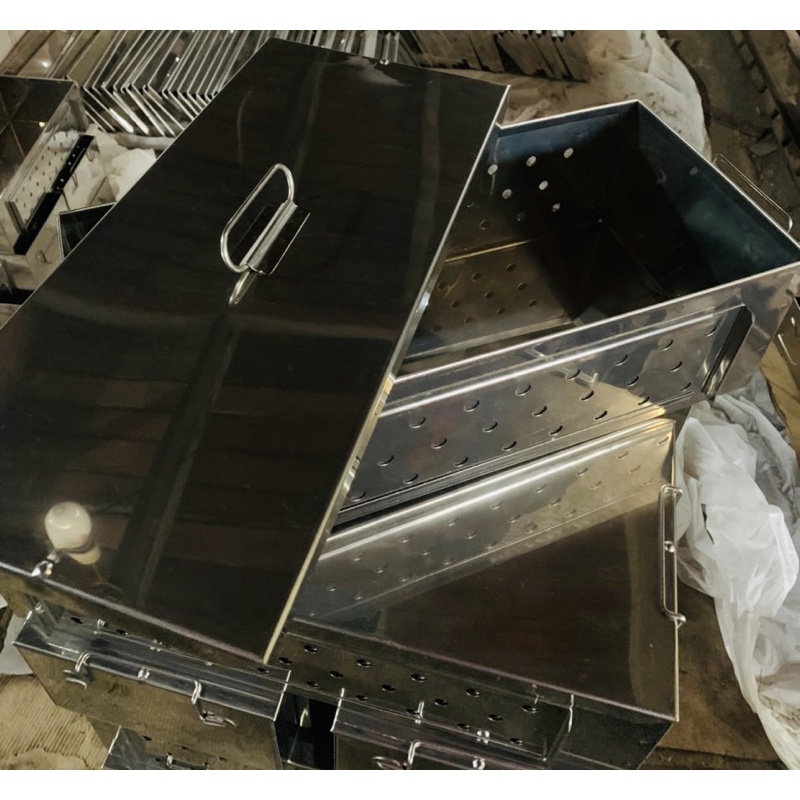 Hộp hấp dụng cụ inox 40x18x12cm