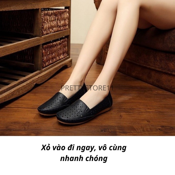 Giày lười mọi nữ đế mềm êm chân thoáng khí họa tiết trẻ trung cao cấp thời trang Hàn Quốc đi làm đi chơi