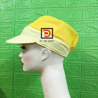 Nón vải luới trùm tóc công nhân màu vàng, mũ vải phối lưới (Hình Thật)