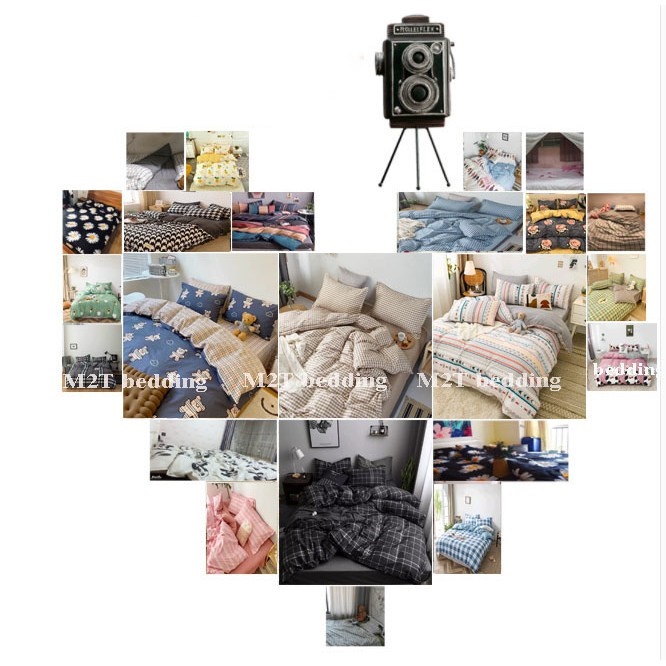 Bộ chăn ga gối Cotton Poly M2T Bedding drap giường Hàn Quốc miễn phí bo chun ga giường bọc đệm- HT home | BigBuy360 - bigbuy360.vn