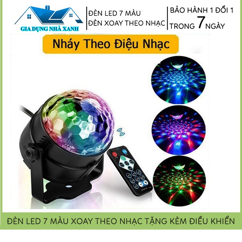 FREESHIP Đèn Led Xoay Trang Trí 7 Màu Cảm Ứng Xoay Theo Nhạc, Đèn Led Xoay Vũ Trường, Bar, Sân Khấu Dành Cho Dân Bay