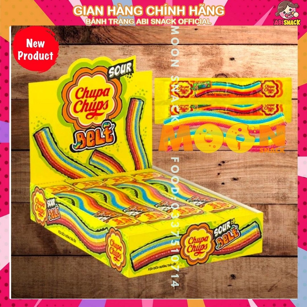 1 cây kẹo dẻo cầu vồng hương trái cây hỗn hợp Chupa chups Sour Belt gói 8g