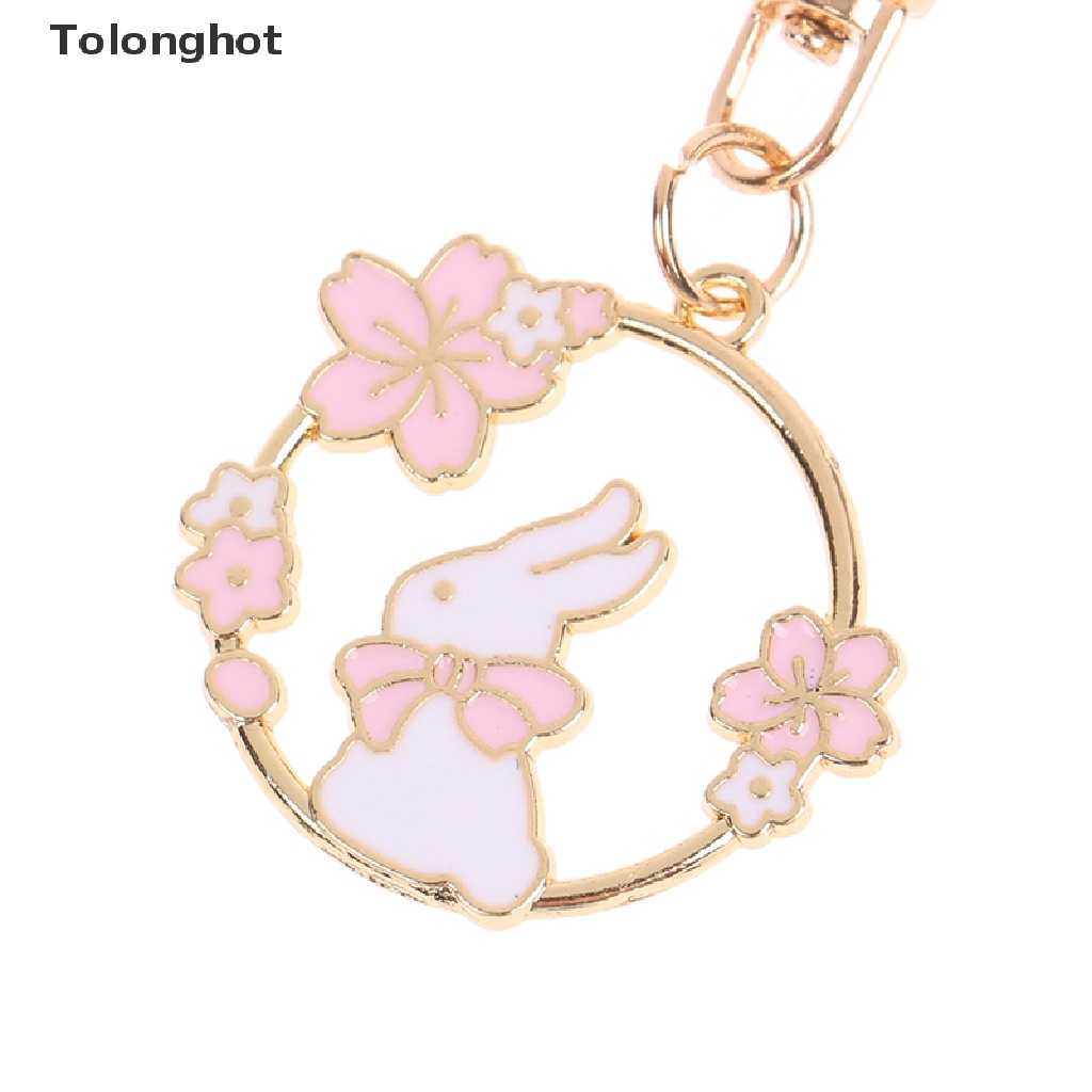 Móc Khóa Tráng Men Hình Thỏ / Mèo / Hoa Dễ Thương