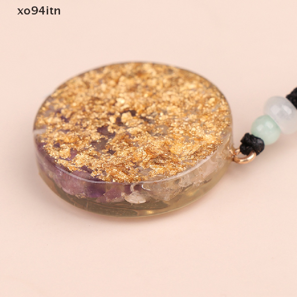 【tn】 Orgonite Amethyst Energy Pendant Yoga Lotus Orgonite Handcraft Necklace Pendant .