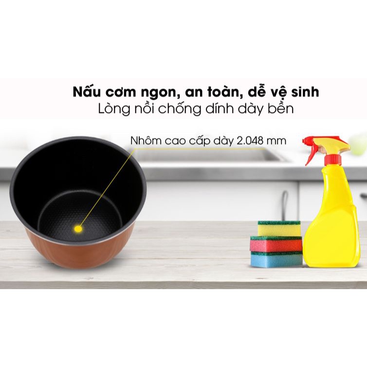 Nồi cơm điện nắp gài Kangaroo KG22R1 2.2 lít chính hãng trưng bày-Dung tích 2.2 lít, Số người ăn Trên 6 người - 700 W