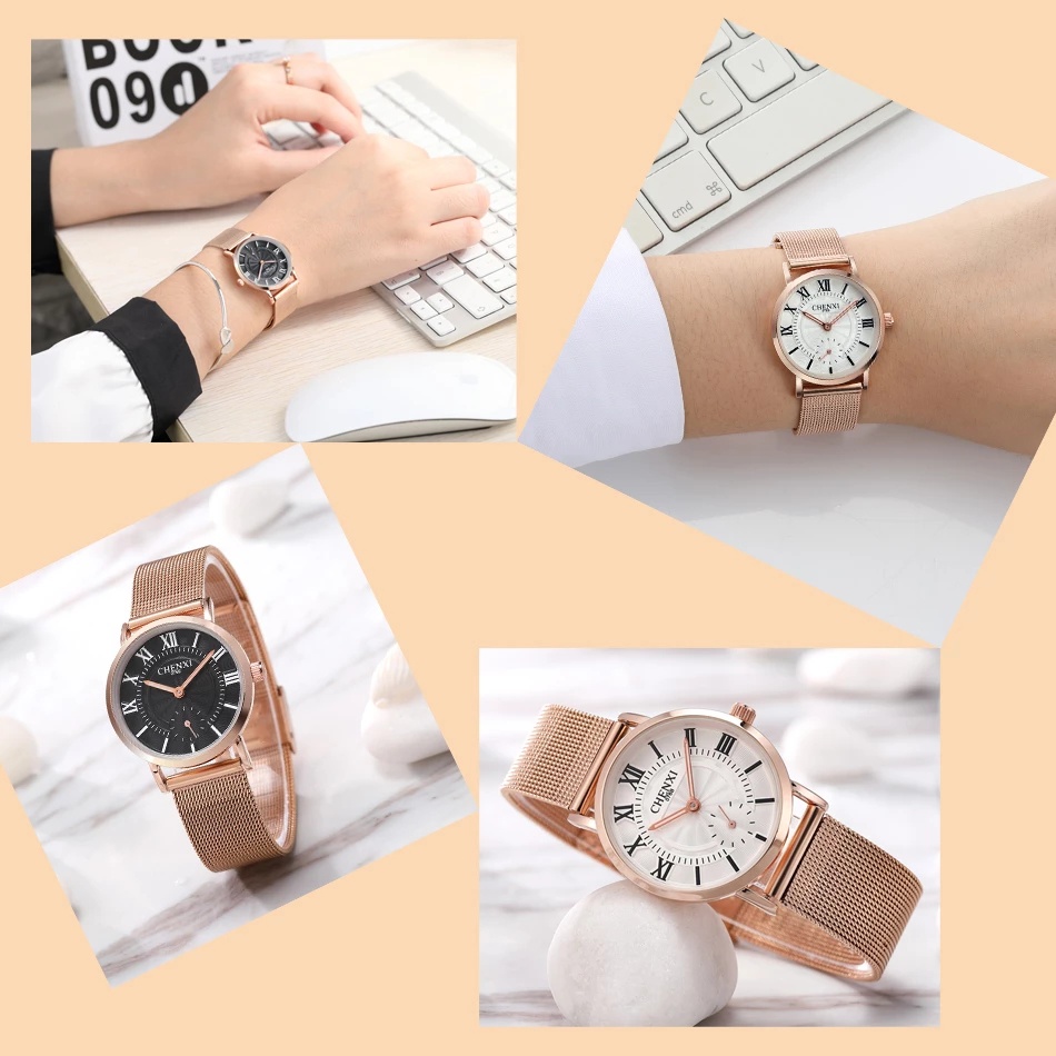 Đồng Hồ Đeo Tay CHENXI 076B Mặt Thép Không Gỉ Chống Nước Sang Trọng Cho Nữ