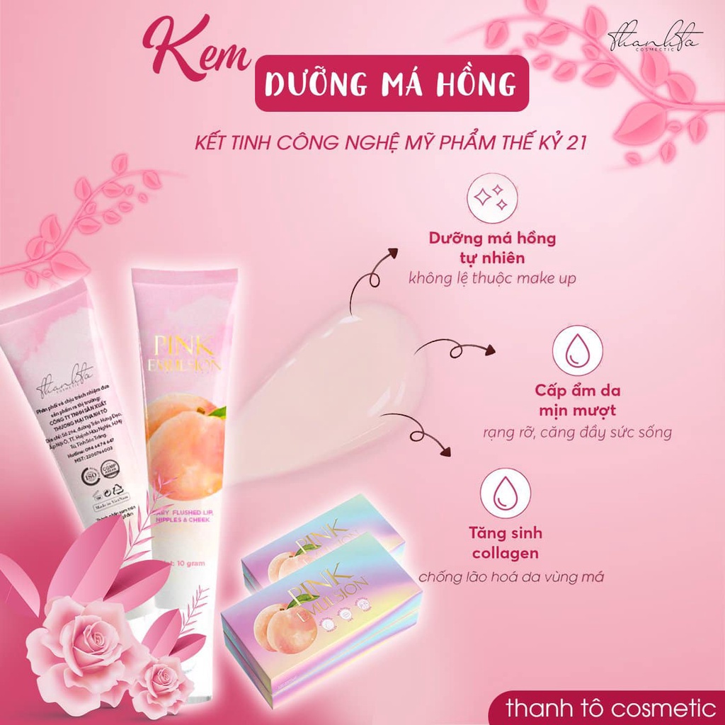 Kem dưỡng hồng ty, hồng má, hồng môi Pink Emulsion - Tuýp 10 ml