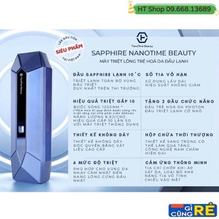 Máy triệt lông mini cá nhân cầm tay vĩnh viễn tại nhà trẻ hoá da CN Triệt lạnh Sapphire NanoTime B65Pro