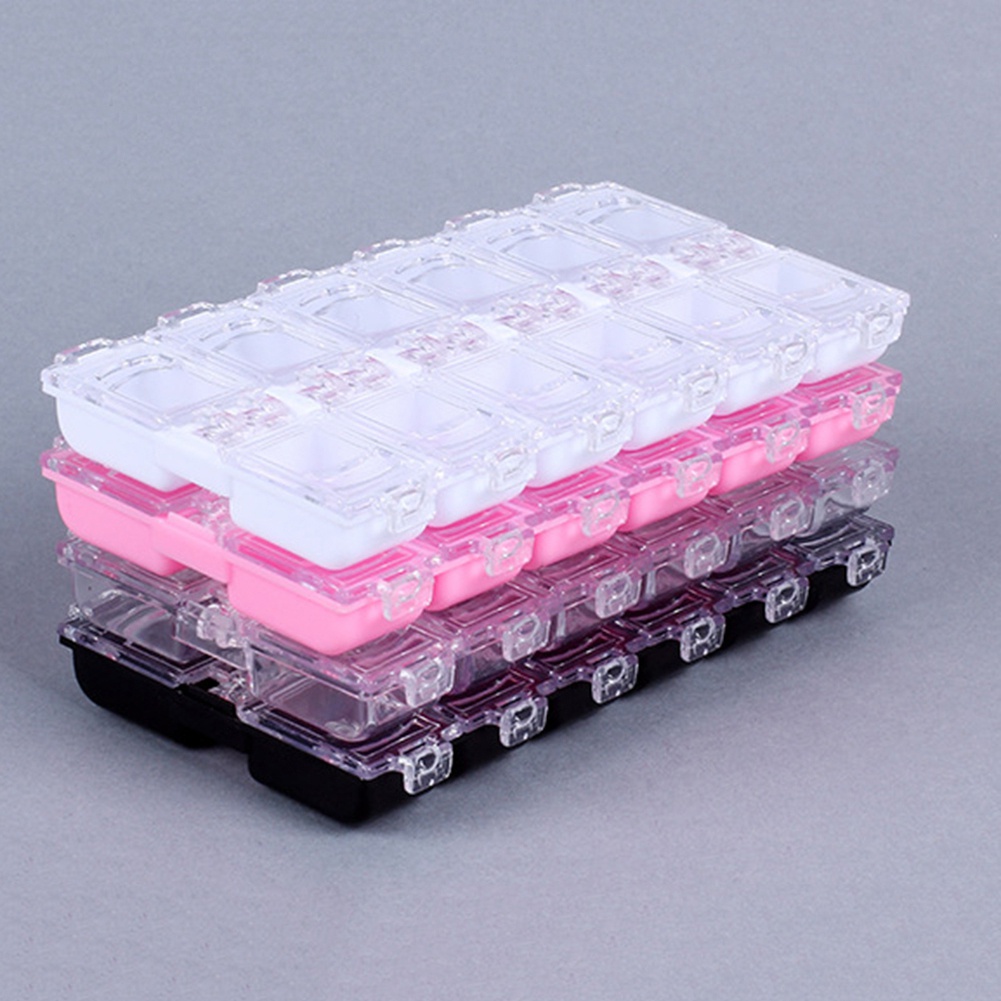 Hộp Rỗng Trong Suốt 12 Ngăn Đựng Hạt Trang Trí Móng Tay Ốp