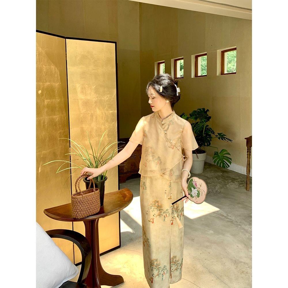 Wang Hanyan Set Áo Và Chân Váy Phong Cách Trung Hoa Cao Cấp Mới Cho Nữ
