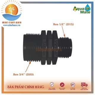 Kép nhựa chuyển bậc Aquamate W-302, nối chuyển ren ngoài từ 3/4'' (D21) về 1/2'' (D15)