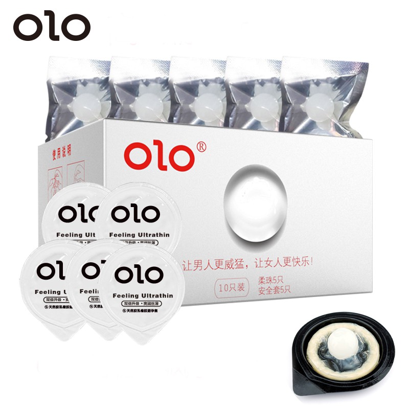 Bao Cao Su OLO Trắng Có Hạt Ngọc Mềm 1.5cm Tăng Kích Cỡ, Siêu Mỏng 0.01mm(Hộp 3c)